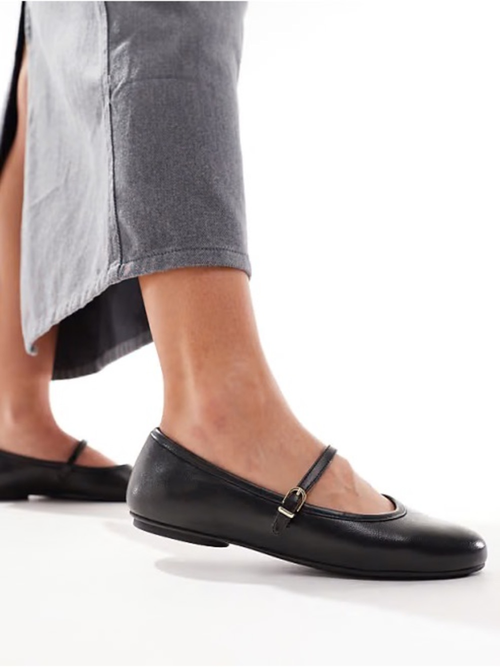 & Other Stories Black Leather Mary Jane Flats EU 37 US 6